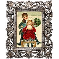 репродукция старинной рождественской гравюры на саночках в Магнитогорске