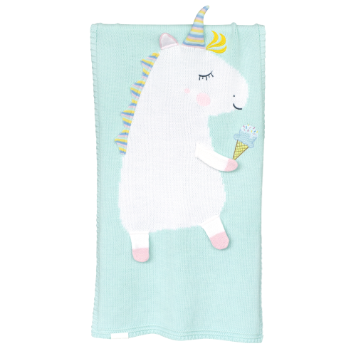 плед единорог 60*120 св.бирюза+белый в Магнитогорске