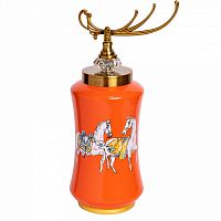 ваза керамическая лошади с крышкой оранжевая 15*42см в Магнитогорске