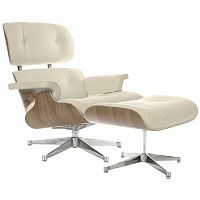 кресло eames style lounge chair & ottoman кремовое в Магнитогорске