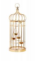 подсвечник-фонарь золотой на 4 свечи клетка shabby, 58 см в Магнитогорске