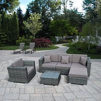 модульный диван с креслом из искусственного ротанга серый zaeo на 4 персоны в Магнитогорске