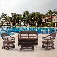 комплект мебели из искуственного ротанга lio светло-коричневый на 4 персоны в Магнитогорске