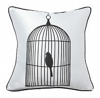 подушка с птичкой в клетке birdie in a cage white в Магнитогорске