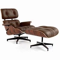 кресло eames style lounge chair & ottoman premium коричневое в Магнитогорске