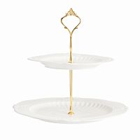 подставка двухъярусная для сладостей белоснежная в золоте в Магнитогорске