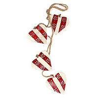 гирлянда новогодняя подвесная сердца в красную полоску со снежинками christmas hearts, 60 см в Магнитогорске