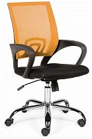 кресло компьютерное спринг(orange - black) база хром / оранжевая сетка / черная ткань в Магнитогорске