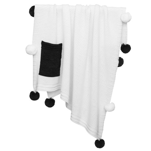 плед pompon 90х90 белый+антрацит/белый+антрацит в Магнитогорске