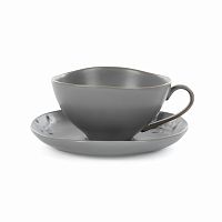 чашка с блюдцем emperor's bird темно-серый в Магнитогорске