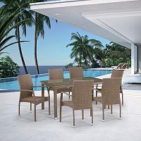 обеденная группа плетеный на 6 персон светло-коричневая sifq в Магнитогорске