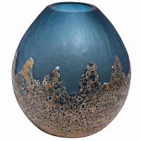 ваза круглая стеклянная голубая с золотом в Магнитогорске