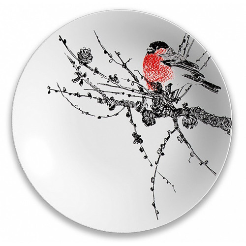 снегири, тарелка десертная, кайма по борту в Магнитогорске