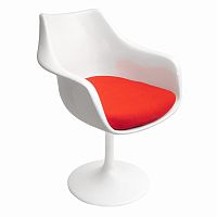 кресло tulip armchair бело-красное шерсть в Магнитогорске