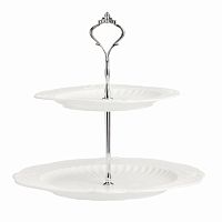 подставка двухъярусная для сладостей белоснежная в серебре в Магнитогорске