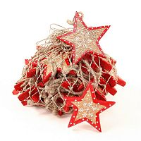набор елочных украшений звезда деревянная с красным ободком christmas stars, 30 штук в Магнитогорске