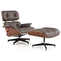 кресло eames style lounge chair кожа коричневое в Магнитогорске