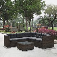 угловой диван из искусственного ротанга коричневый niko на 4 персоны в Магнитогорске