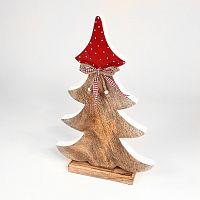 украшение новогоднее большое ель деревянная красная в горошек love tree, 42х27х5 см в Магнитогорске