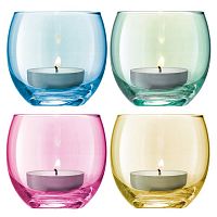 набор подсвечников стеклянный разноцветная пастель для чайных свечей polka, 6,5 см, 4 штуки в Магнитогорске