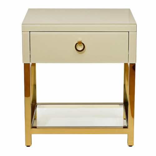 тумбочка с выдвижным ящиком classic бежевая с золотом в Магнитогорске