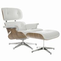 кресло eames style lounge chair & ottoman белое в Магнитогорске