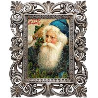 репродукция старинной рождественской гравюры санта клаус в синем в Магнитогорске