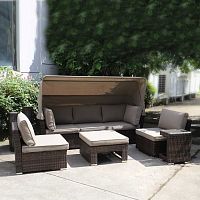 комплект мебели из искуственного ротанга asir-b коричневый на 5 персон в Магнитогорске