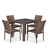 комплект плетеной мебели asin на 4 персоны коричневый в Магнитогорске