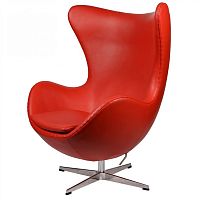 кресло arne jacobsen style egg chair кожа красное в Магнитогорске