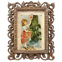 репродукция старинной рождественской гравюры украшение елки в Магнитогорске