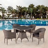 комплект плетеной мебели kera серый на 4 персоны в Магнитогорске