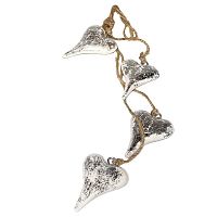 гирлянда новогодняя подвесная сердца вытянутые серебряные snow hearts, 60 см в Магнитогорске