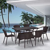 обеденный комплект плетеный на 6 персон коричневый molur в Магнитогорске