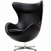 кресло с подлокотниками arne jacobsen style egg chair черное в Магнитогорске