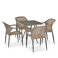 комплект плетеной мебели taha серый на 4 персоны в Магнитогорске