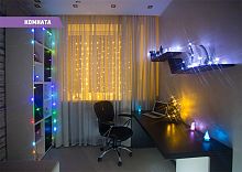 новогодний набор для украшения квартиры комната 8 предметов, цвет гирлянд теплый белый в Магнитогорске