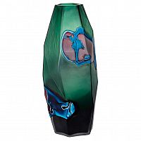 ваза для цветов стеклянная сине-зеленая d21x30 см в Магнитогорске