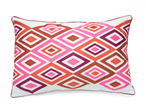 розовая декоративная подушка прямоугольная eclectic style ромбы в Магнитогорске