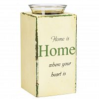 подсвечник деревянный бежевый со стеклом дом там, где сердце provence white, 18 см в Магнитогорске