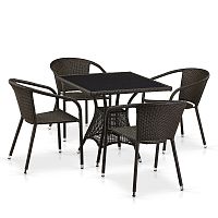 комплект плетеной мебели nilo коричневый на 4 персоны в Магнитогорске