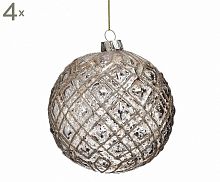 набор елочных игрушек шары золотые стеклянные, 4 штуки в Магнитогорске