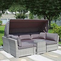 комплект мебели из искуственного ротанга asir-g серый на 5 персон в Магнитогорске