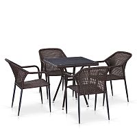 комплект плетеной мебели topp коричневый на 4 персоны в Магнитогорске