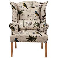 кресло мягкое с ушами quinn tufted armchair бежевое с рисунком в Магнитогорске