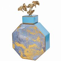 ваза керамическая с крышкой голубая с золотом 25*10*41см в Магнитогорске