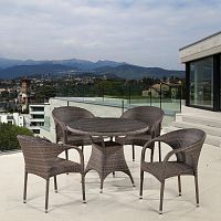 комплект плетеной мебели moji серый на 4 персоны в Магнитогорске